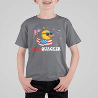 Funny July 4th T Shirt For Kid Patriotic Duck Firequacker American Flag - Wonder Print Shop