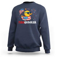 Funny July 4th Sweatshirt Patriotic Duck Firequacker American Flag - Wonder Print Shop