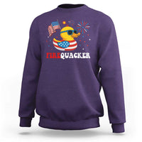 Funny July 4th Sweatshirt Patriotic Duck Firequacker American Flag - Wonder Print Shop