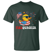 Funny July 4th T Shirt Patriotic Duck Firequacker American Flag - Wonder Print Shop