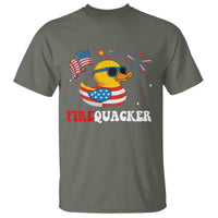 Funny July 4th T Shirt Patriotic Duck Firequacker American Flag - Wonder Print Shop