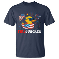 Funny July 4th T Shirt Patriotic Duck Firequacker American Flag - Wonder Print Shop