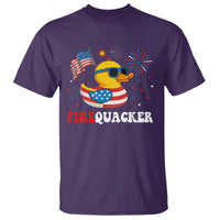 Funny July 4th T Shirt Patriotic Duck Firequacker American Flag - Wonder Print Shop
