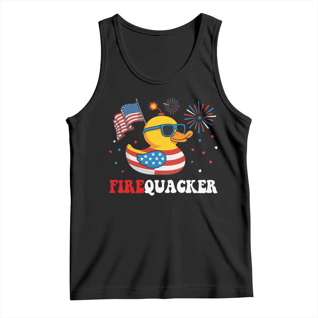 Funny July 4th Tank Top Patriotic Duck Firequacker American Flag - Wonder Print Shop