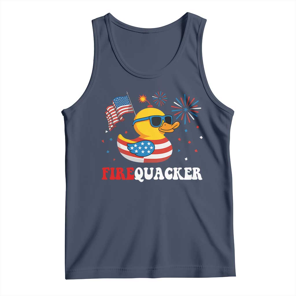 Funny July 4th Tank Top Patriotic Duck Firequacker American Flag - Wonder Print Shop