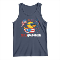 Funny July 4th Tank Top Patriotic Duck Firequacker American Flag - Wonder Print Shop