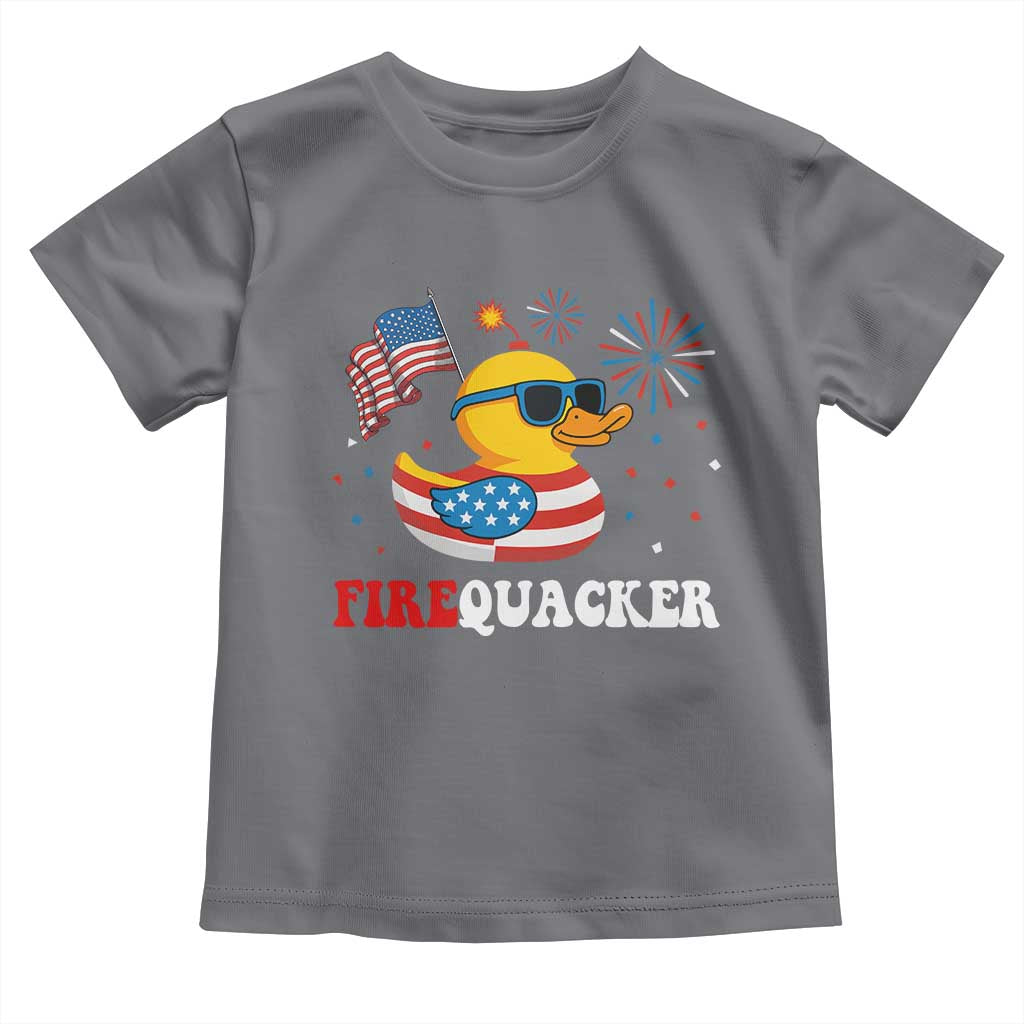 Funny July 4th Toddler T Shirt Patriotic Duck Firequacker American Flag - Wonder Print Shop