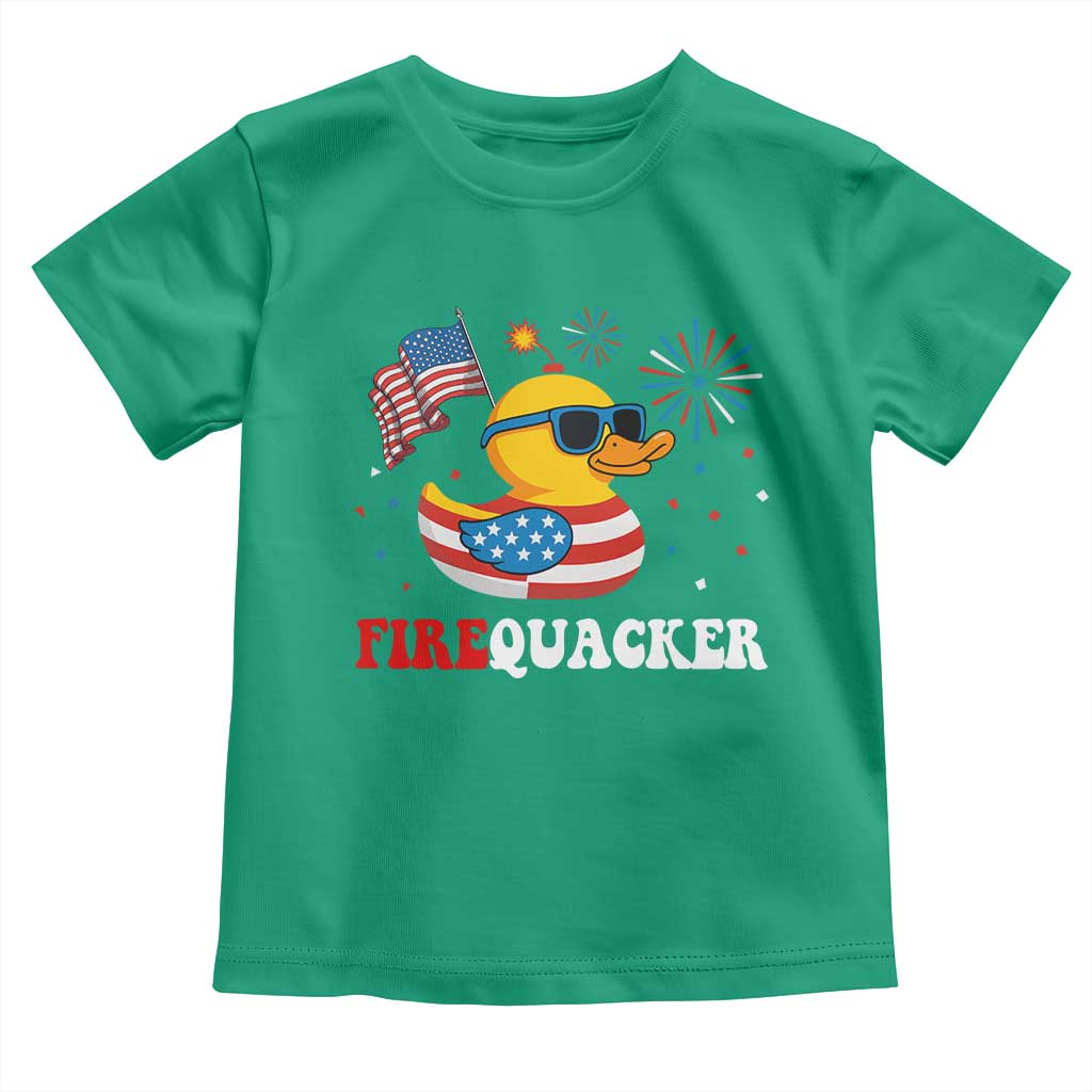 Funny July 4th Toddler T Shirt Patriotic Duck Firequacker American Flag - Wonder Print Shop