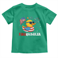 Funny July 4th Toddler T Shirt Patriotic Duck Firequacker American Flag - Wonder Print Shop