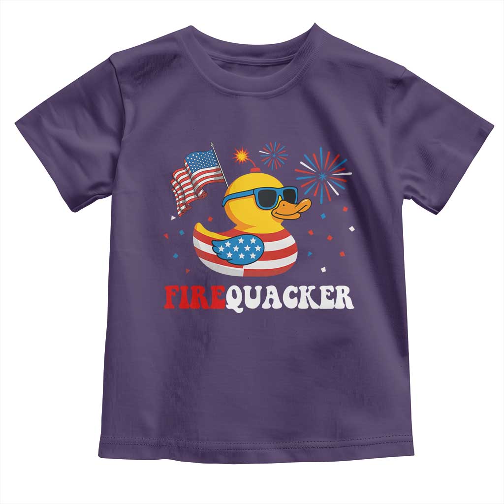 Funny July 4th Toddler T Shirt Patriotic Duck Firequacker American Flag - Wonder Print Shop
