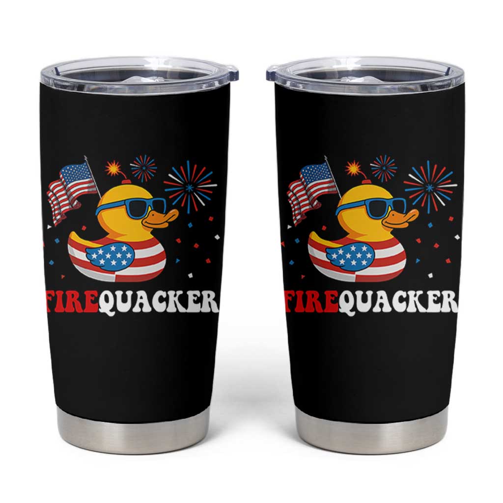 Funny July 4th Tumbler Cup Patriotic Duck Firequacker American Flag - Wonder Print Shop