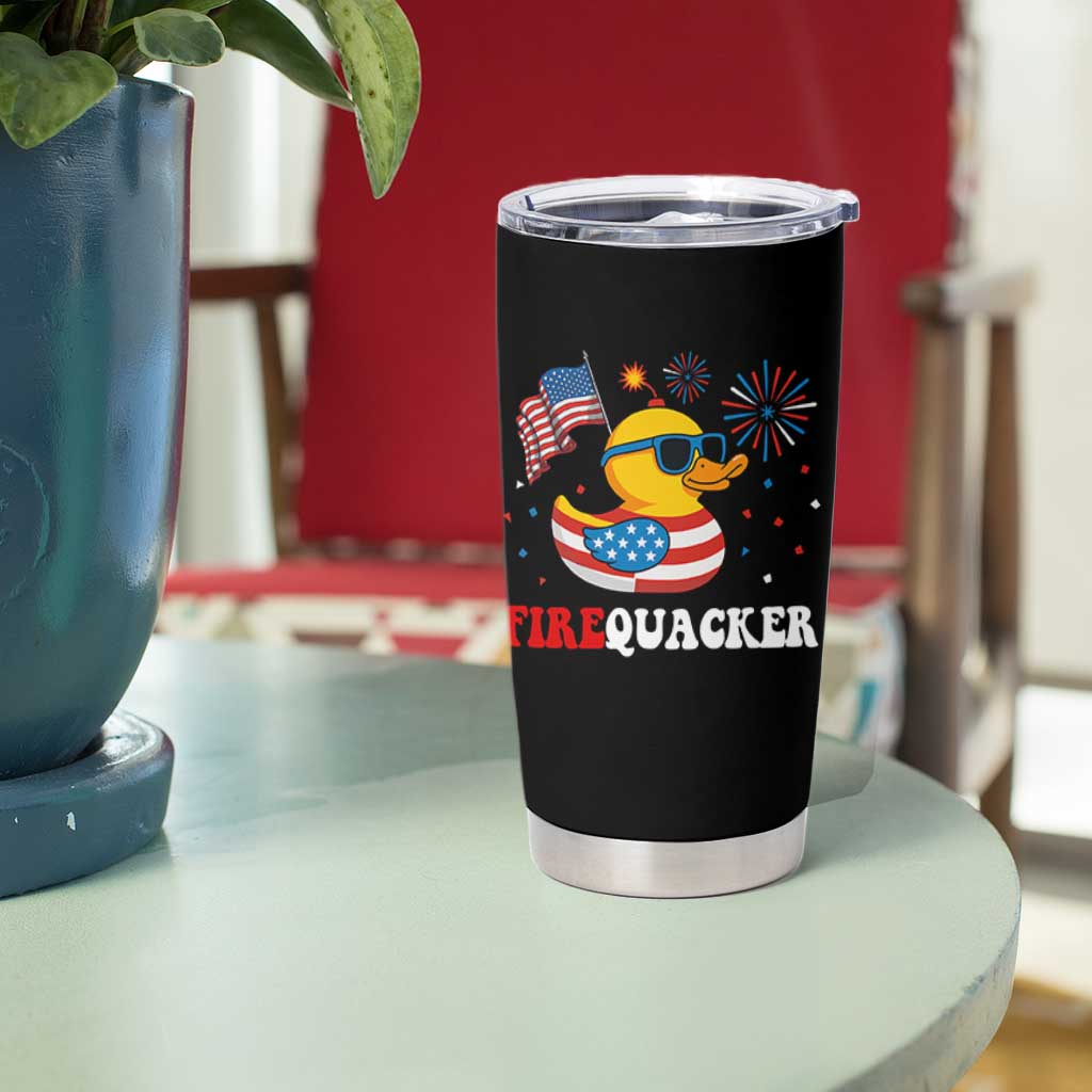 Funny July 4th Tumbler Cup Patriotic Duck Firequacker American Flag - Wonder Print Shop