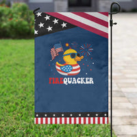 Funny July 4th Garden Flag Patriotic Duck Firequacker American Flag