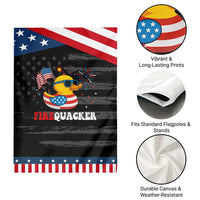 Funny July 4th Garden Flag Patriotic Duck Firequacker American Flag