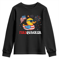 Funny July 4th Youth Sweatshirt Patriotic Duck Firequacker American Flag - Wonder Print Shop