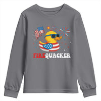 Funny July 4th Youth Sweatshirt Patriotic Duck Firequacker American Flag - Wonder Print Shop