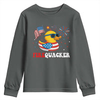 Funny July 4th Youth Sweatshirt Patriotic Duck Firequacker American Flag - Wonder Print Shop