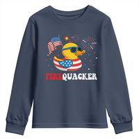Funny July 4th Youth Sweatshirt Patriotic Duck Firequacker American Flag - Wonder Print Shop
