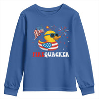 Funny July 4th Youth Sweatshirt Patriotic Duck Firequacker American Flag - Wonder Print Shop
