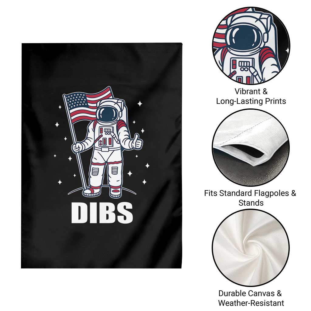 Funny Astronaut Dibs Moon Landing Garden Flag Patriotic Space USA Meme for 4th of July - Wonder Print Shop
