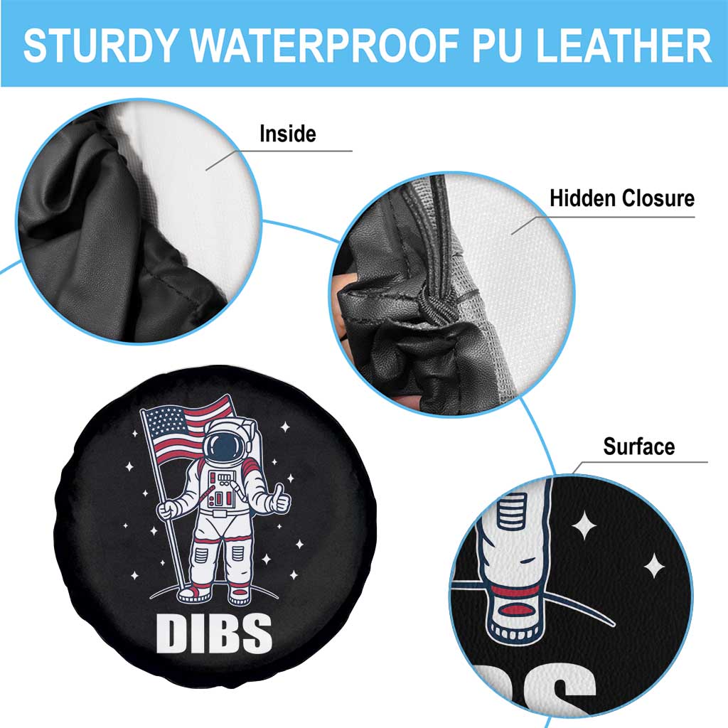 Funny Astronaut Dibs Moon Landing Spare Tire Cover Patriotic Space USA Meme for 4th of July - Wonder Print Shop