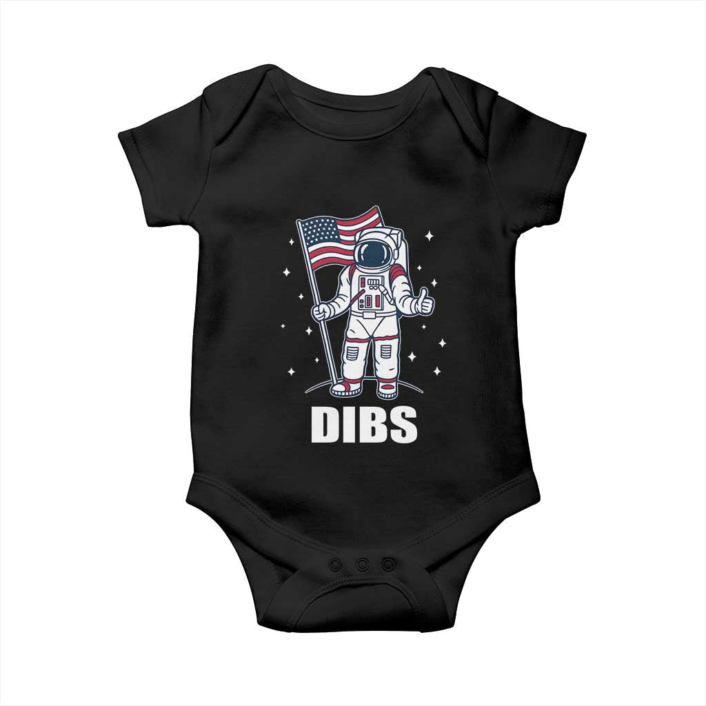 Funny Astronaut Dibs Moon Landing Baby Onesie Patriotic Space USA Meme for 4th of July - Wonder Print Shop