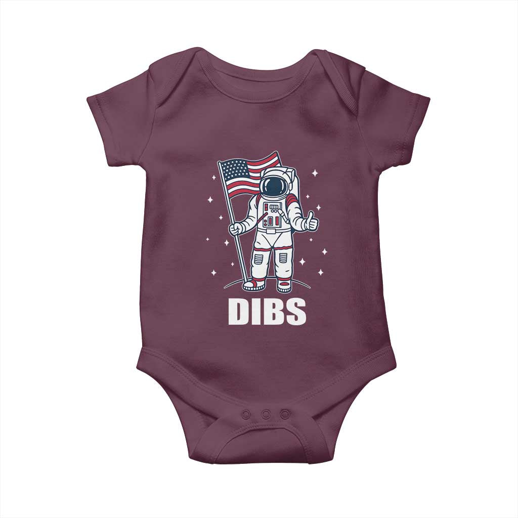 Funny Astronaut Dibs Moon Landing Baby Onesie Patriotic Space USA Meme for 4th of July - Wonder Print Shop