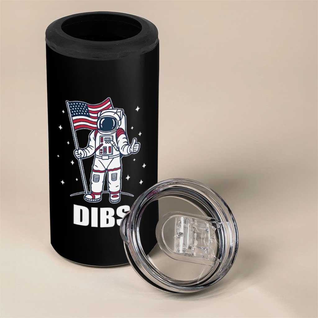 Funny Astronaut Dibs Moon Landing 4 in 1 Can Cooler Tumbler Patriotic Space USA Meme for 4th of July - Wonder Print Shop