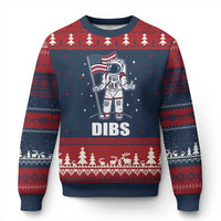 Funny Astronaut Dibs Moon Landing Ugly Christmas Sweater Patriotic Space USA Meme for 4th of July - Wonder Print Shop