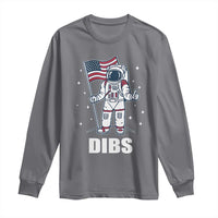 Funny Astronaut Dibs Moon Landing Long Sleeve Shirt Patriotic Space USA Meme for 4th of July - Wonder Print Shop