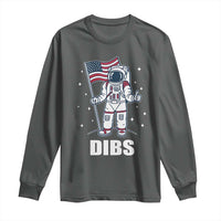 Funny Astronaut Dibs Moon Landing Long Sleeve Shirt Patriotic Space USA Meme for 4th of July - Wonder Print Shop