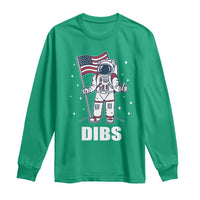 Funny Astronaut Dibs Moon Landing Long Sleeve Shirt Patriotic Space USA Meme for 4th of July - Wonder Print Shop