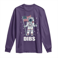 Funny Astronaut Dibs Moon Landing Long Sleeve Shirt Patriotic Space USA Meme for 4th of July - Wonder Print Shop