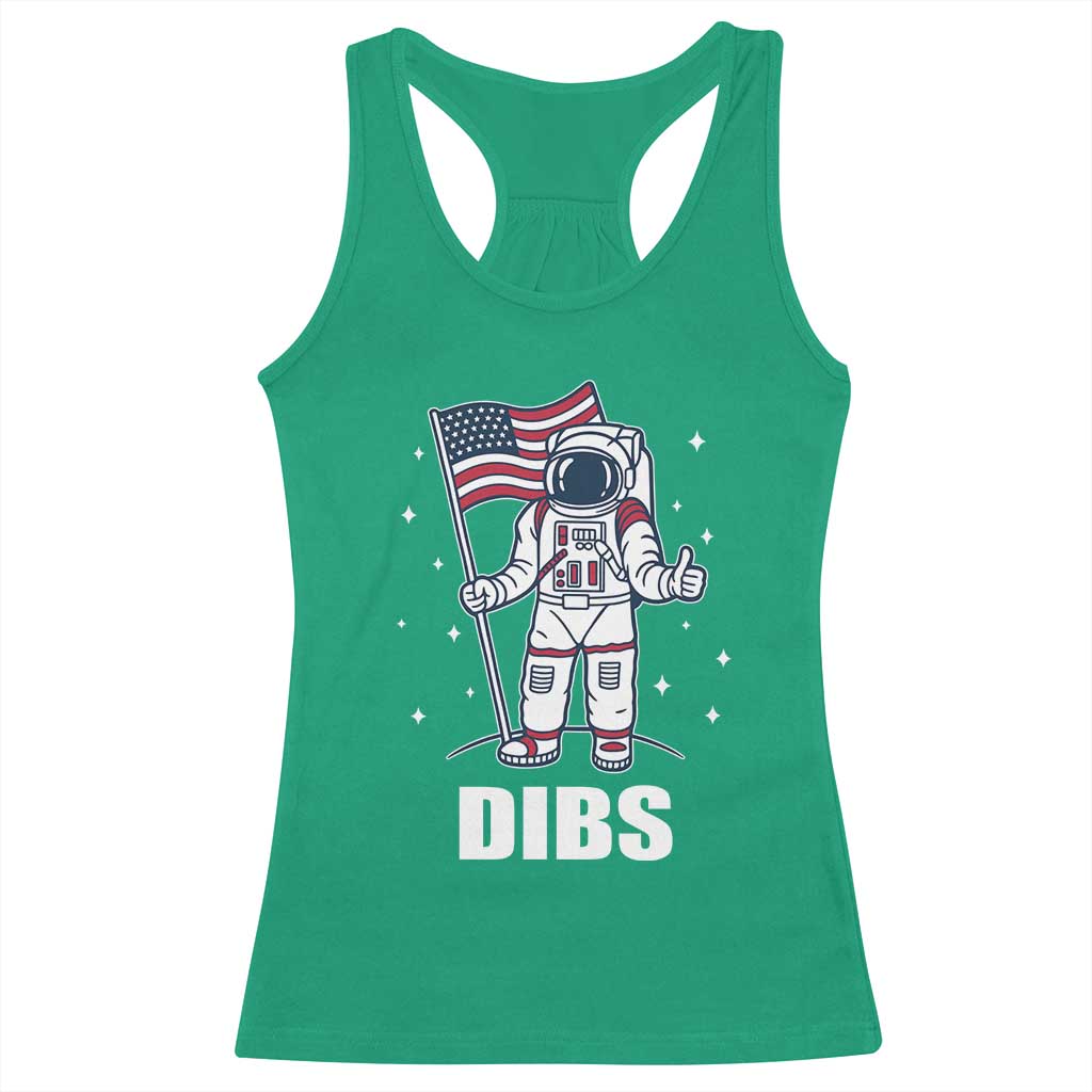 Funny Astronaut Dibs Moon Landing Racerback Tank Top Patriotic Space USA Meme for 4th of July - Wonder Print Shop