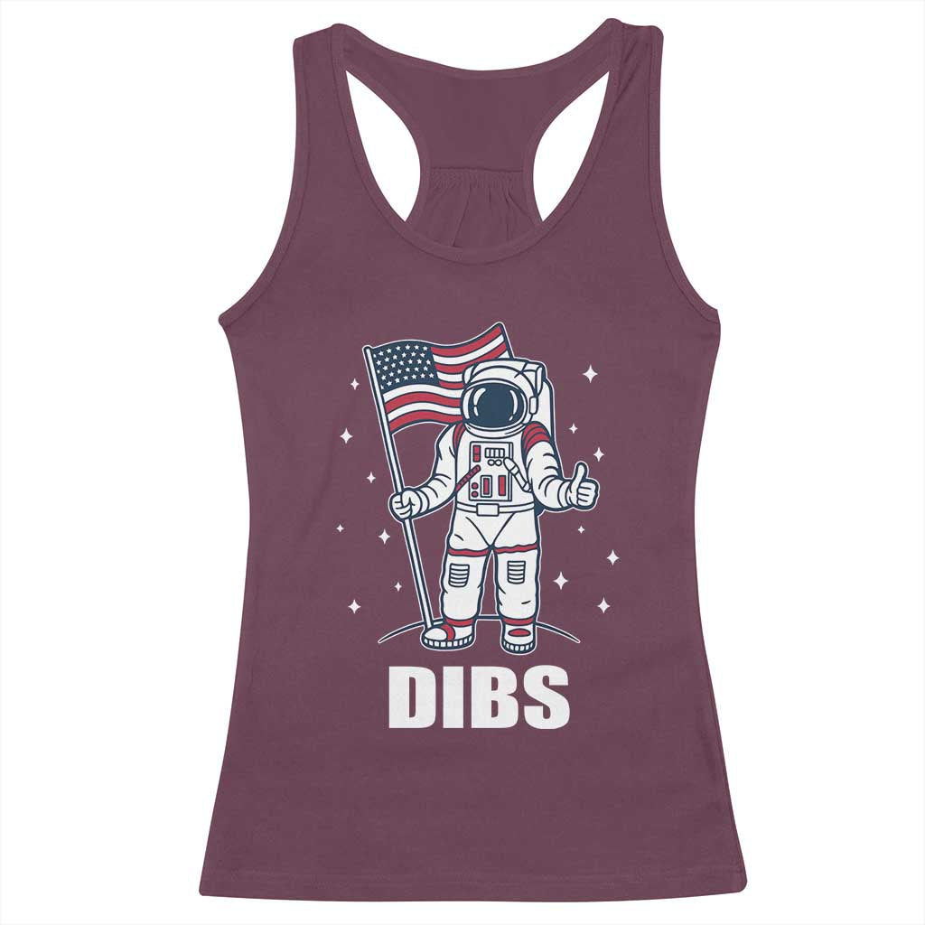 Funny Astronaut Dibs Moon Landing Racerback Tank Top Patriotic Space USA Meme for 4th of July - Wonder Print Shop