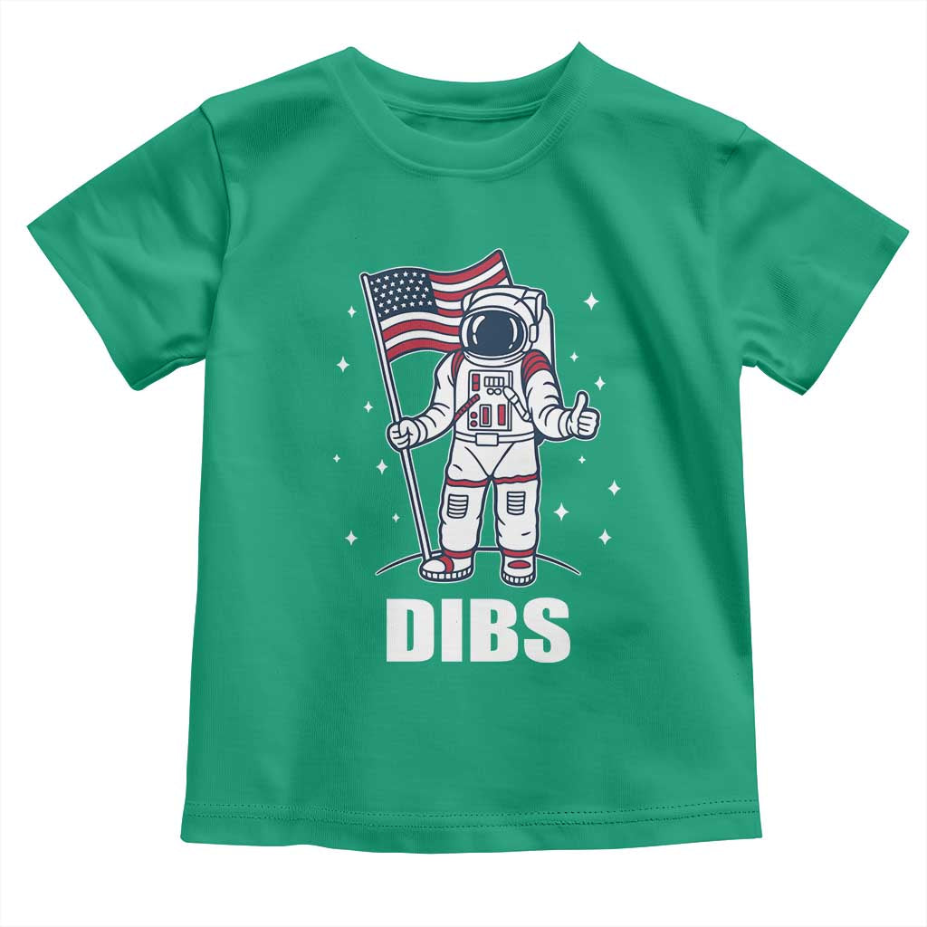 Funny Astronaut Dibs Moon Landing Toddler T Shirt Patriotic Space USA Meme for 4th of July - Wonder Print Shop
