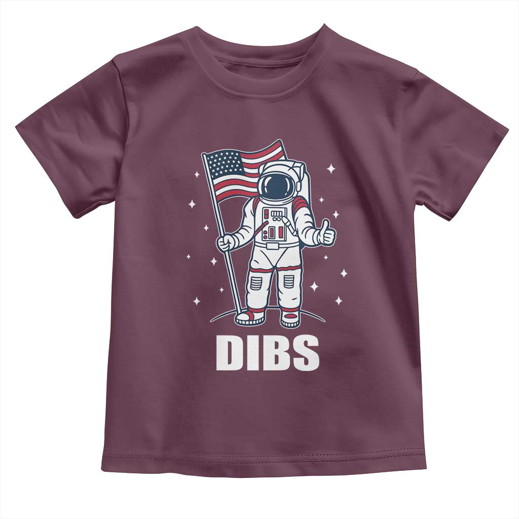 Funny Astronaut Dibs Moon Landing Toddler T Shirt Patriotic Space USA Meme for 4th of July - Wonder Print Shop
