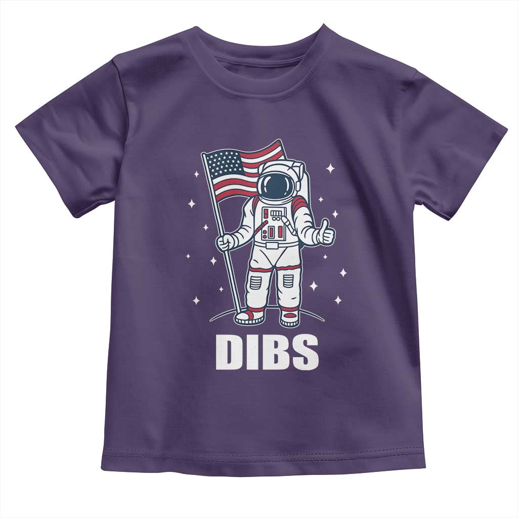 Funny Astronaut Dibs Moon Landing Toddler T Shirt Patriotic Space USA Meme for 4th of July - Wonder Print Shop
