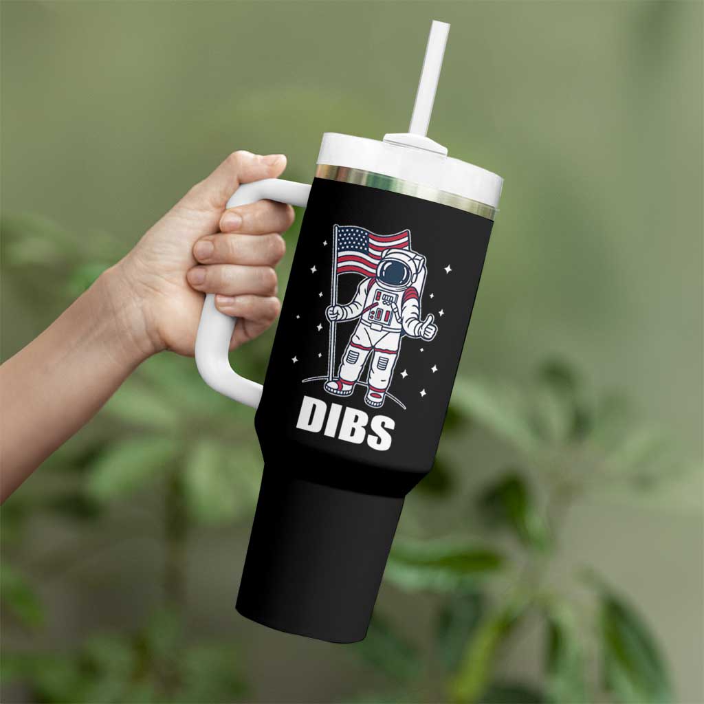 Funny Astronaut Dibs Moon Landing Tumbler With Handle Patriotic Space USA Meme for 4th of July - Wonder Print Shop