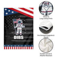 Funny Astronaut Dibs Moon Landing Garden Flag Patriotic Space USA Meme for 4th of July