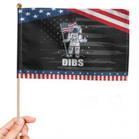 Funny Astronaut Dibs Moon Landing Patriotic Handheld Flag Space USA Meme for 4th of July