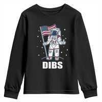 Funny Astronaut Dibs Moon Landing Youth Sweatshirt Patriotic Space USA Meme for 4th of July - Wonder Print Shop