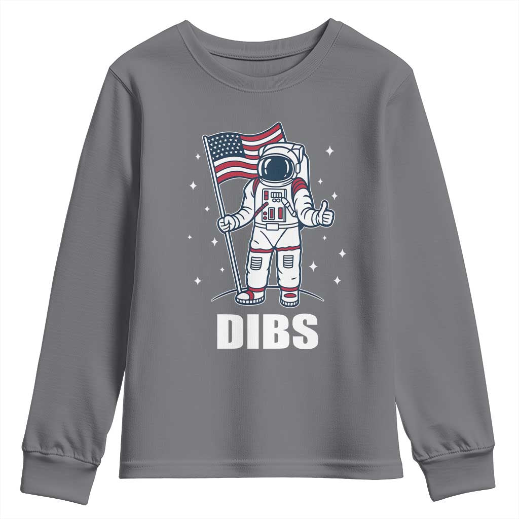 Funny Astronaut Dibs Moon Landing Youth Sweatshirt Patriotic Space USA Meme for 4th of July - Wonder Print Shop