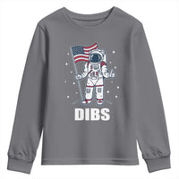Funny Astronaut Dibs Moon Landing Youth Sweatshirt Patriotic Space USA Meme for 4th of July - Wonder Print Shop