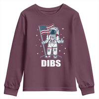 Funny Astronaut Dibs Moon Landing Youth Sweatshirt Patriotic Space USA Meme for 4th of July - Wonder Print Shop