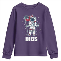 Funny Astronaut Dibs Moon Landing Youth Sweatshirt Patriotic Space USA Meme for 4th of July - Wonder Print Shop