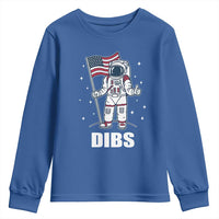 Funny Astronaut Dibs Moon Landing Youth Sweatshirt Patriotic Space USA Meme for 4th of July - Wonder Print Shop