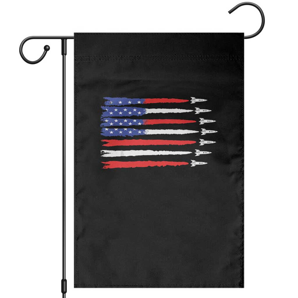 USA Flag Rocket Garden Flag Patriotic Space Red White Blue 4th of July - Wonder Print Shop