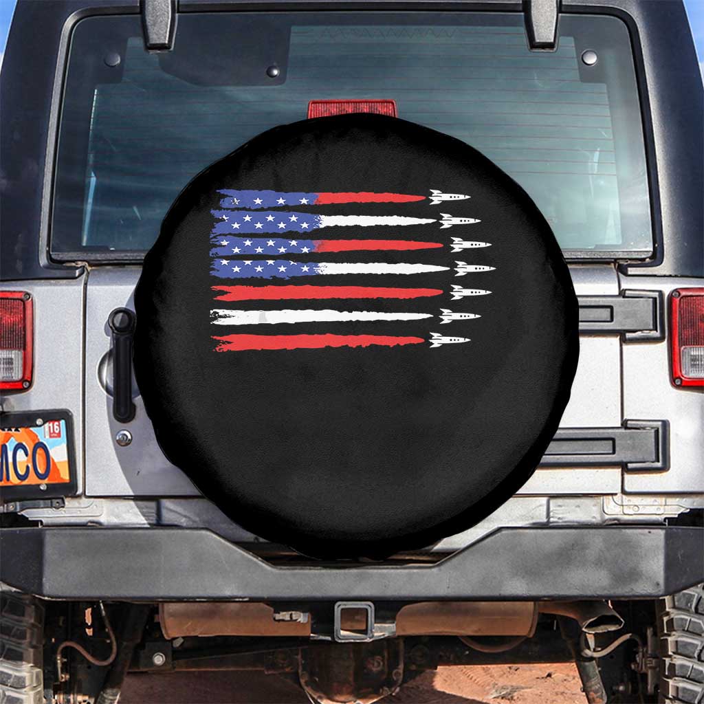 USA Flag Rocket Spare Tire Cover Patriotic Space Red White Blue 4th of July - Wonder Print Shop