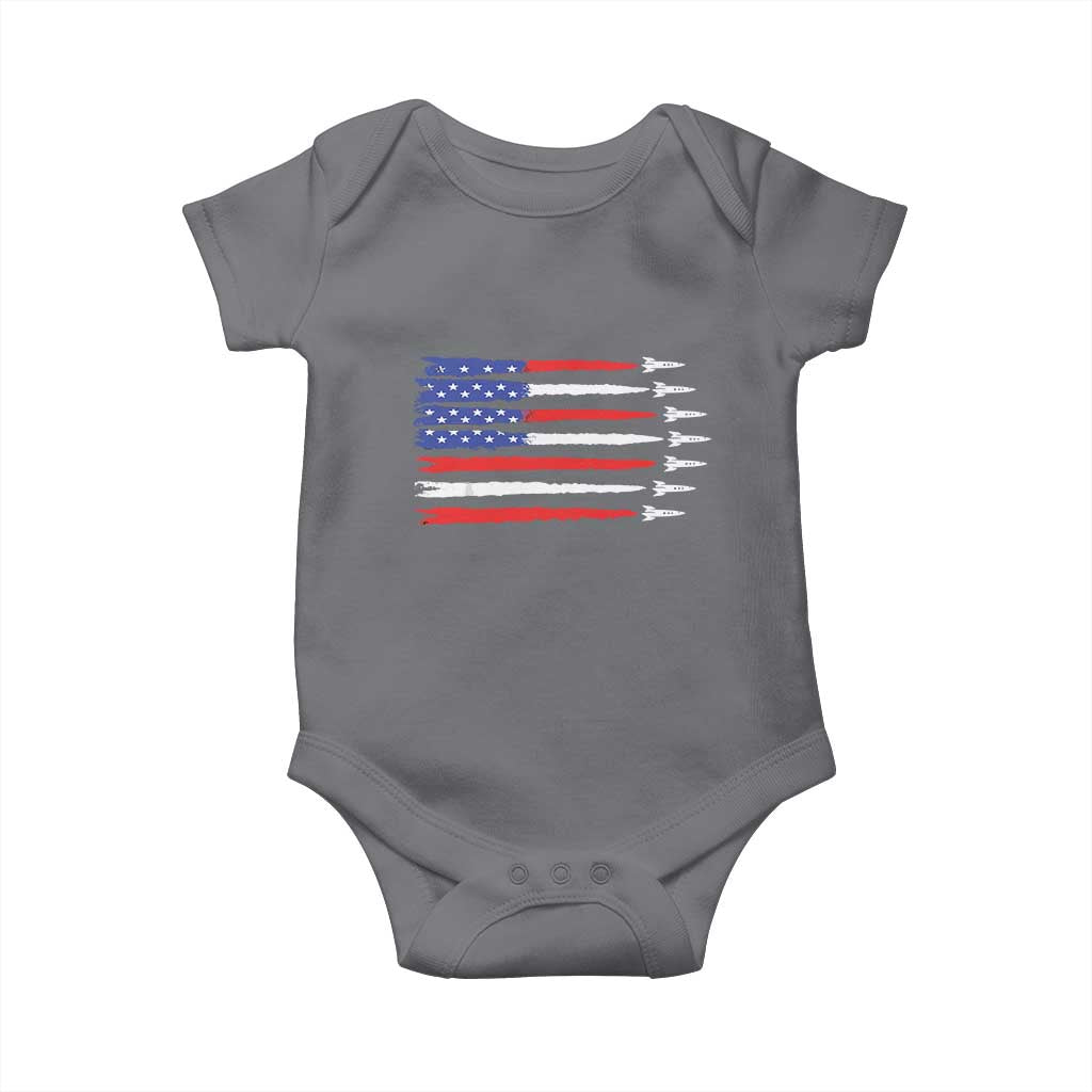 USA Flag Rocket Baby Onesie Patriotic Space Red White Blue 4th of July - Wonder Print Shop